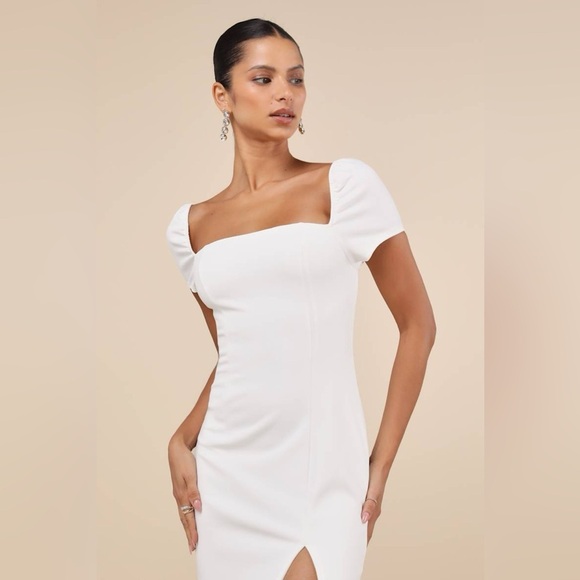 NWT Lulus Magnificent Impression White Square Neck Short Sleeve Maxi Dress, XS - Picture 3 of 13